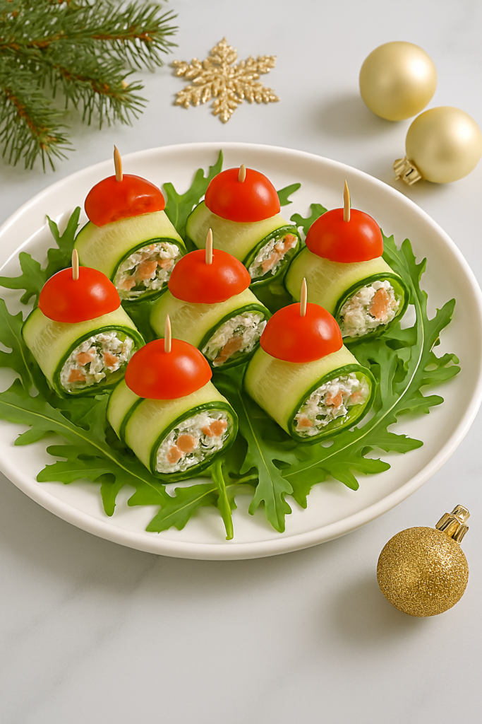 Рулетики из огурцов с творожным сыром, форелью и каперсами - рецепт