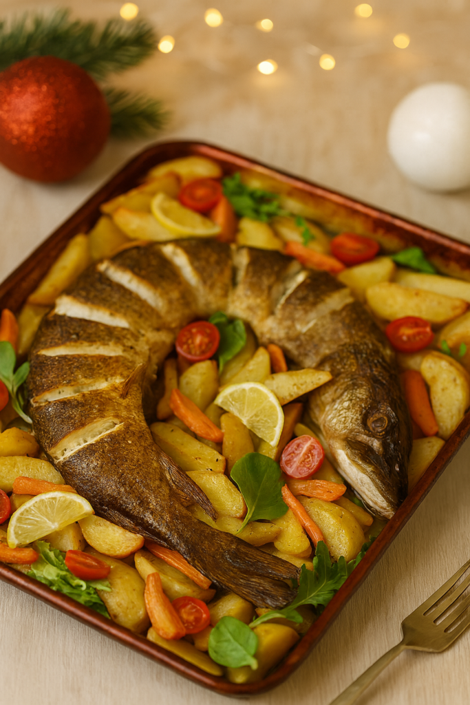 Щука в духовке с овощами - рецепт