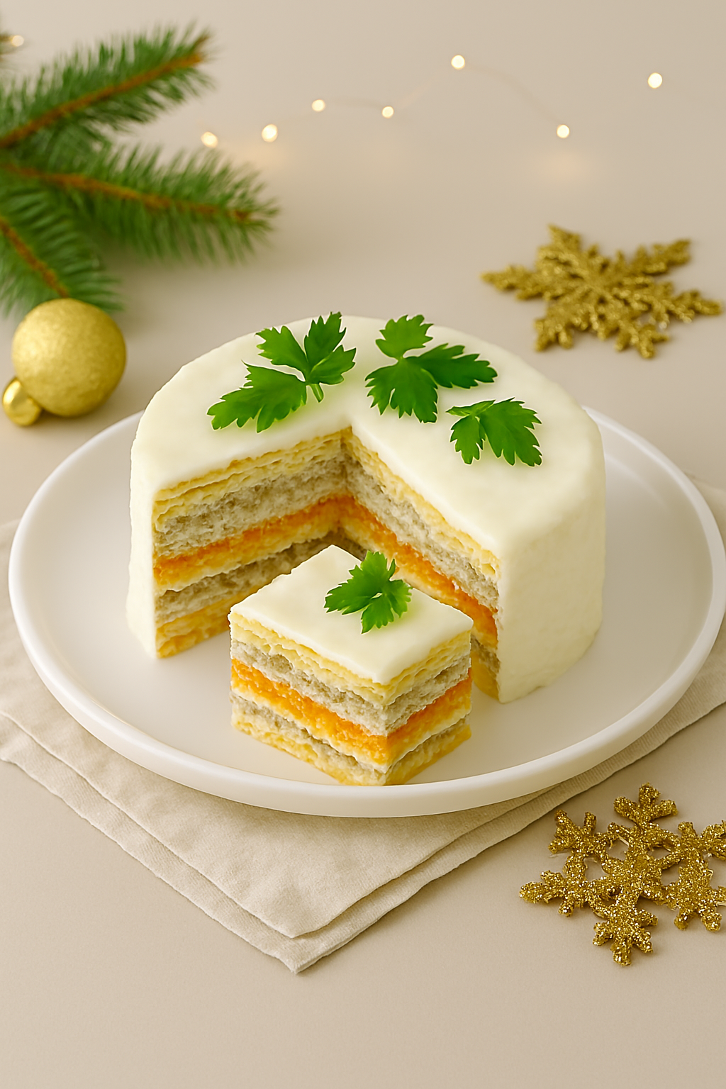 Селедочный торт - рецепт закусочного торта