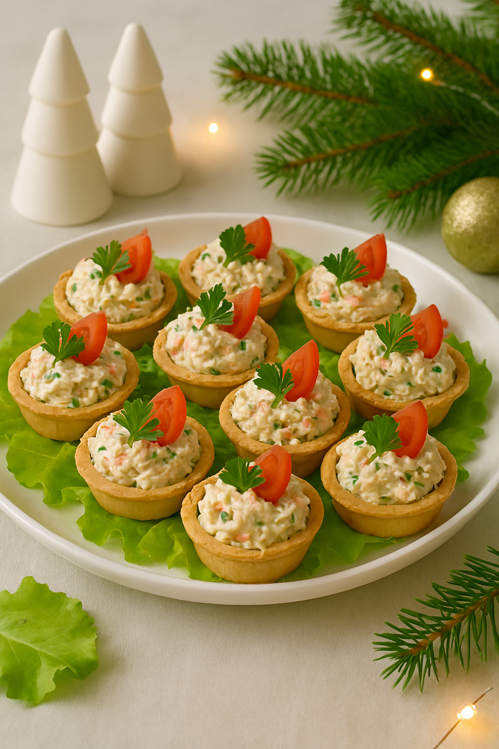 Тарталетки с творожным сыром и крабовыми палочками - рецепт закуски