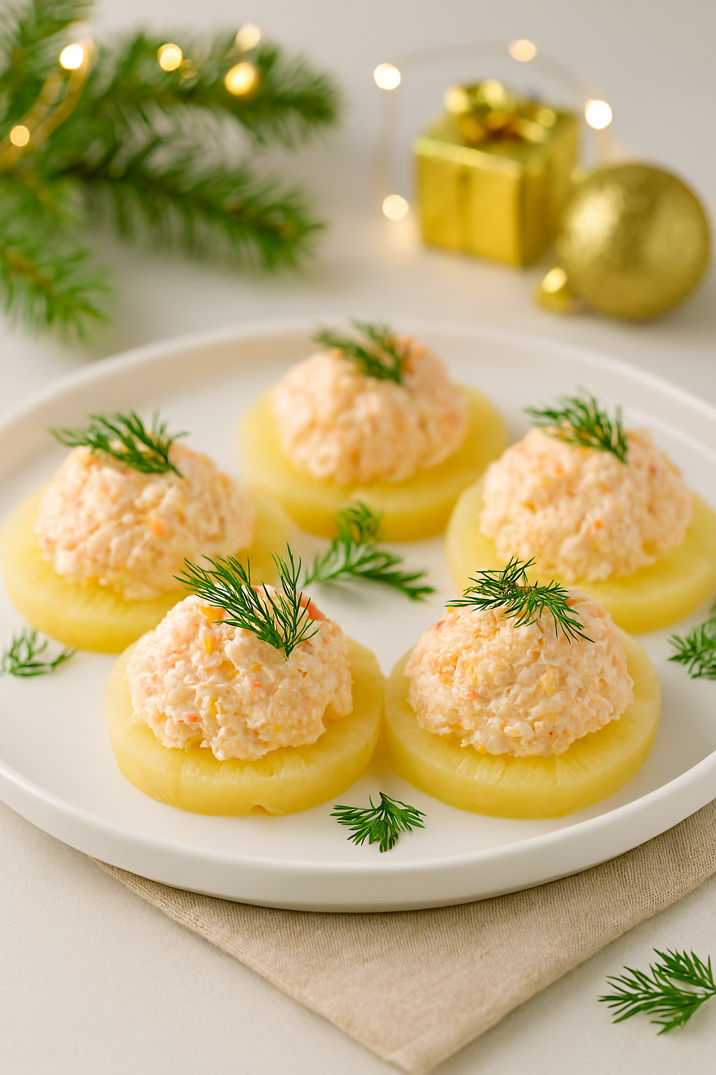 Закуска «Ананас» с креветками и сыром - рецепт