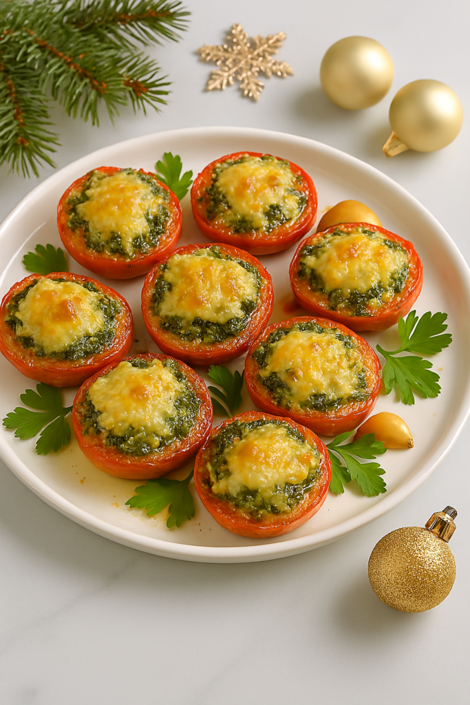 Запеченные помидоры с сыром и зеленью - рецепт закуски