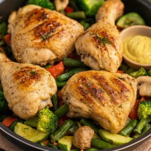 Диетическая курица с овощами в духовке - рецепт