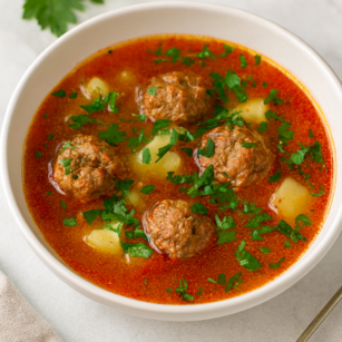 Диетический томатный суп с фрикадельками - рецепт
