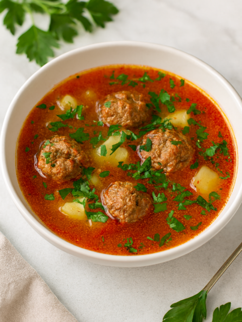 Диетический томатный суп с фрикадельками - рецепт