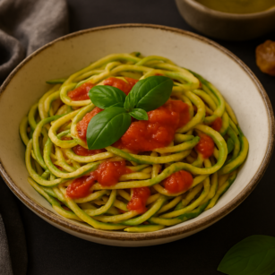 Спагетти из кабачка с помидорами - рецепт